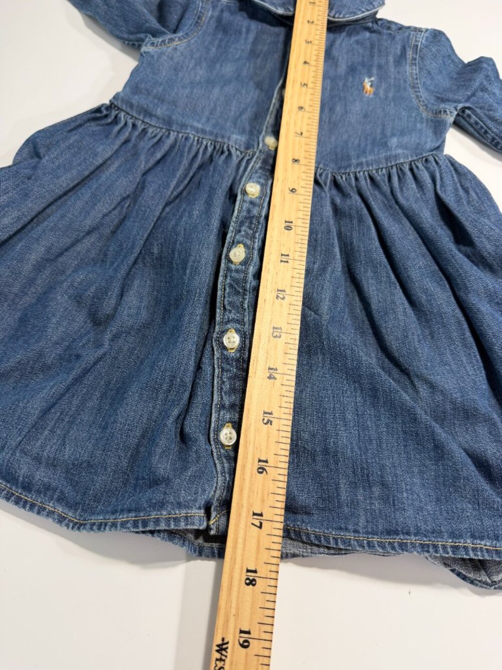 Ralph Lauren Denim Shirt Dress, Size 12 Months - Picture 8 of 12